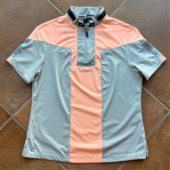 Jamie Sadock Peach and Gray Short Sleeve Performance Polo Golf Shirt size M - Picture 8 of 8